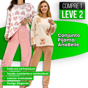 [COMPRE 1 LEVE 2] Conjunto de Pijama AnaBelle Em Lã (Super Macia e Quentinha!) + BRINDE Especial